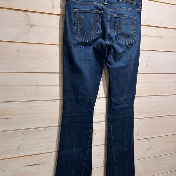 True Religion Becca Crystal Mid Rise Bootcut Blue Jeans Women’s Size 27 - Picture 2 of 5